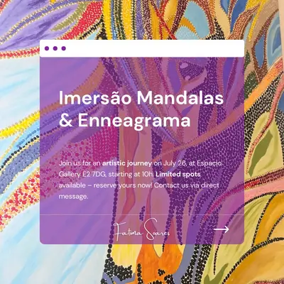Post do evento Imersão Mandalas & Enneagrama, de Fátima Soares, sobre uma mandala colorida pintada com pontos.